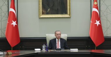 President Recep Tayyip Erdoğan chairs the cabinet meeting at the Presidential Complex in Ankara, Monday, July 3, 2023. (AA Photo)