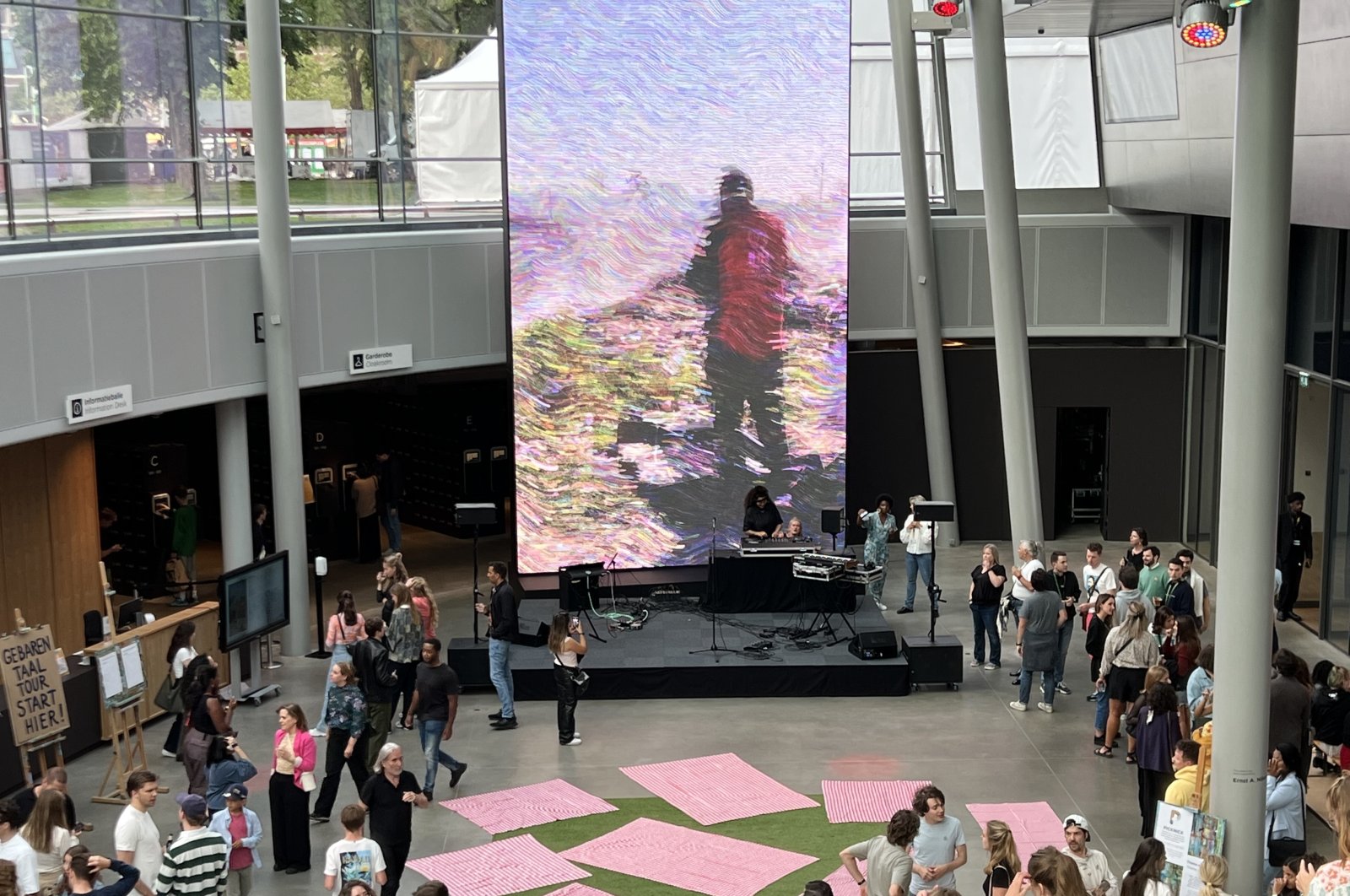Turkish artist Ahmet Emin Batman&#039;s earthquake-themed video installation artwork titled &quot;Memento Diem&quot; was showcased at Amsterdam&#039;s famous Van Gogh Museum during the &quot;Vincent Friday&quot; event, Amsterdam, the Netherlands, June 30, 2023. (AA Photo)