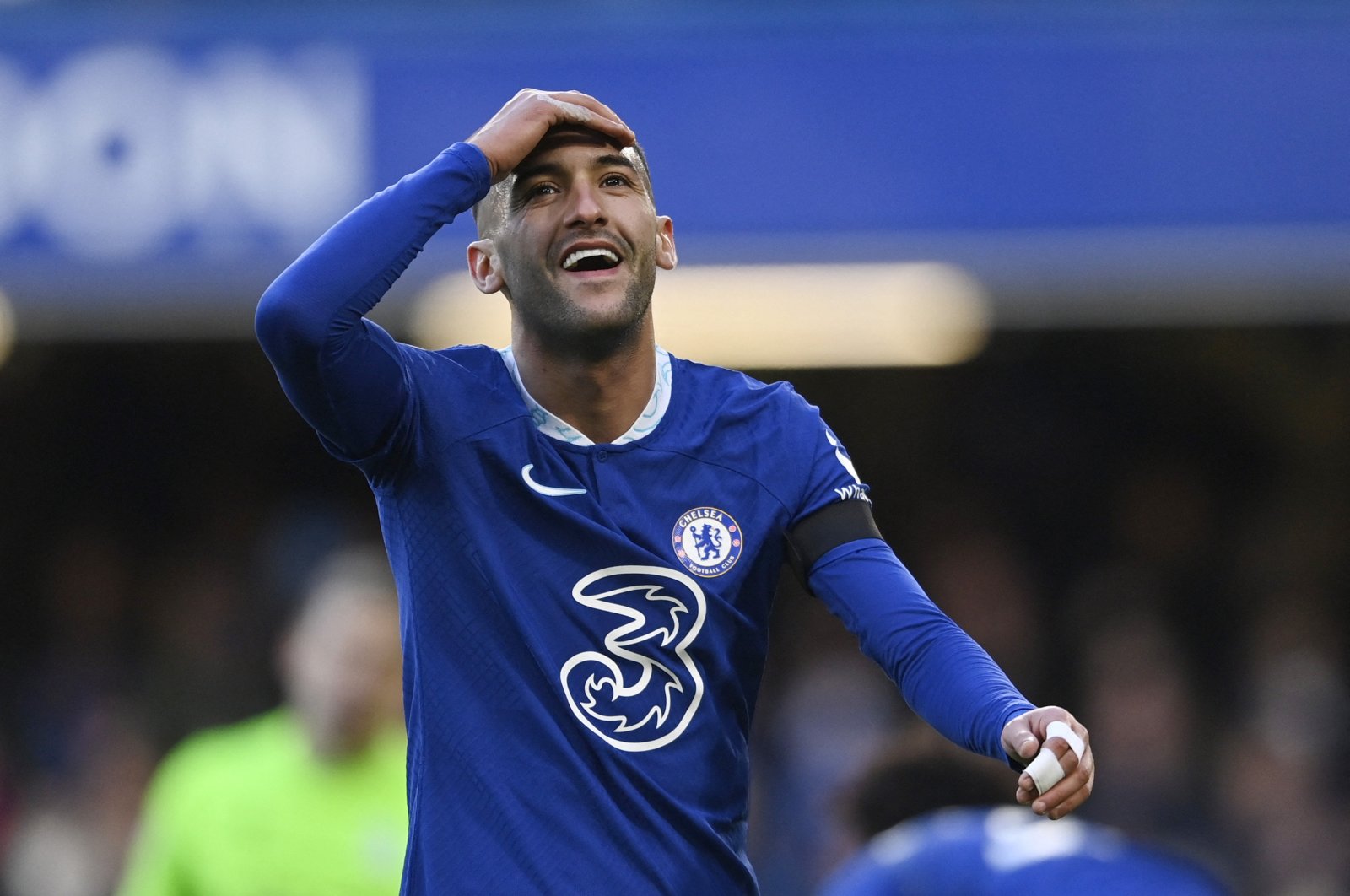 Chelsea&#039;s Hakim Ziyech reacts during match against Crystal Palace at the Stamford Bridge, London, U.K., Jan. 15, 2023. (AFP Photo)