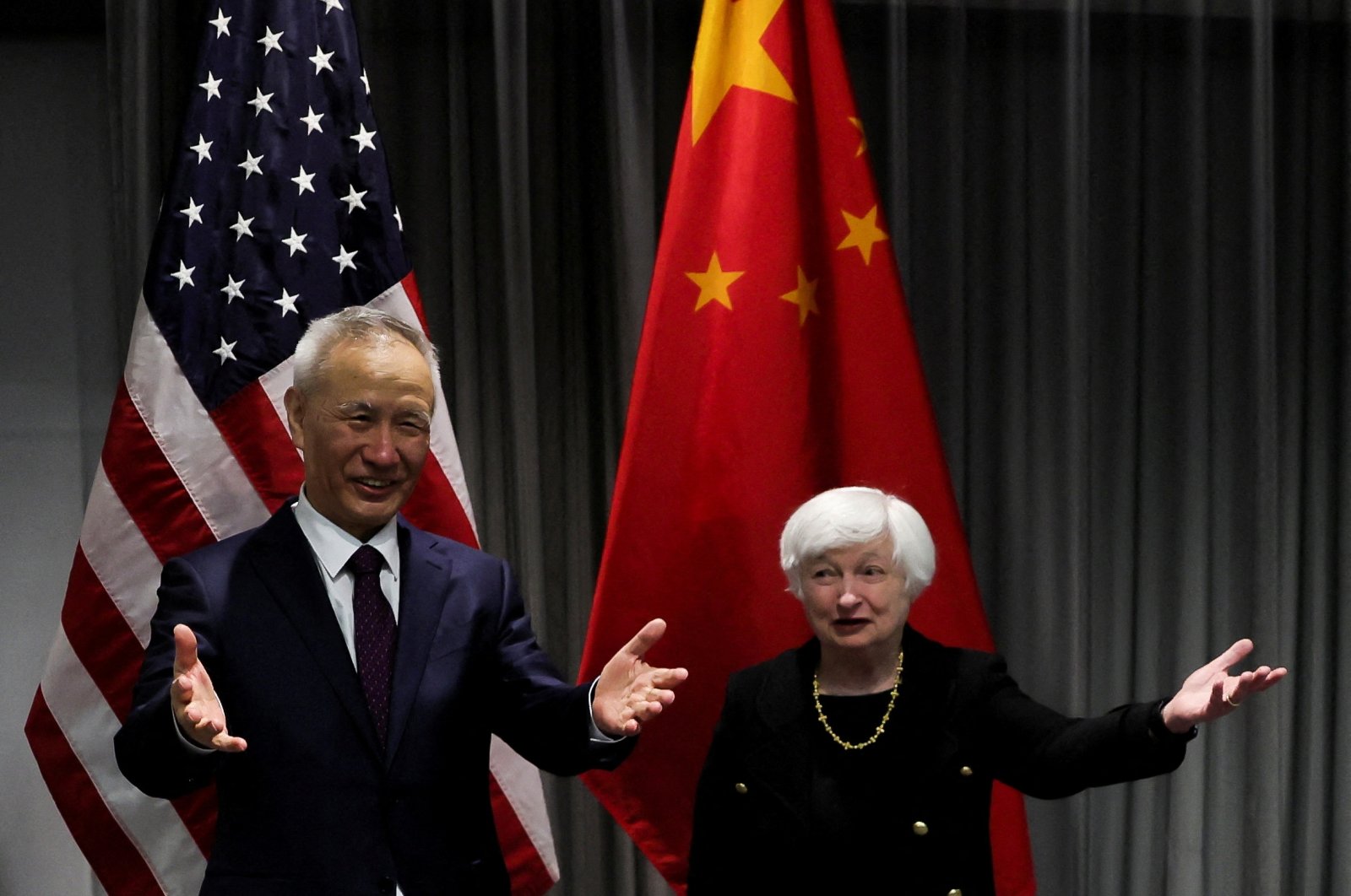 U.S. Treasury Secretary Janet Yellen meets with Chinese Vice Premier Liu He for talks in Zurich, Switzerland, Jan. 18, 2023. (Reuters Photo)