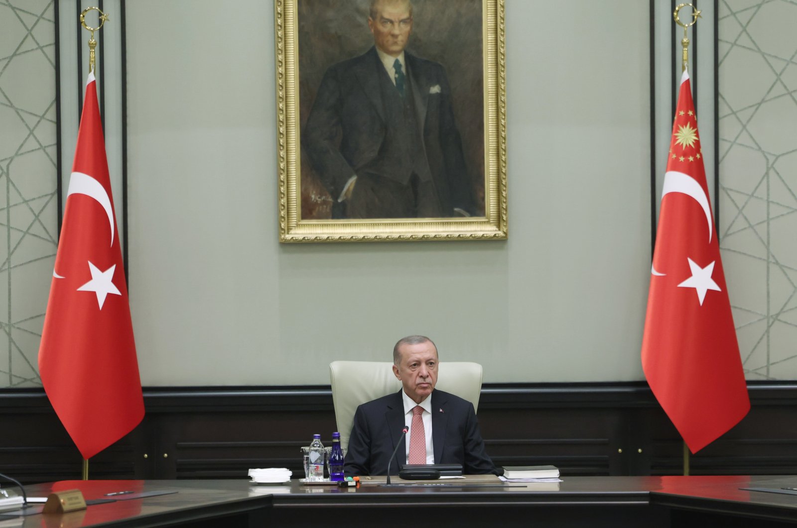 President Recep Tayyip Erdoğan chairs the cabinet meeting at the Presidential Complex in Ankara, Monday, July 3, 2023. (AA Photo)