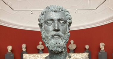 The bronze head of Roman Emperor Septimius Severus (A.D. 145-211), Asia Minor, ca 195-211, displayed at the Ny Carlsberg Glyptotek museum in Copenhagen, Denmark, June 29, 2023. (AFP Photo)
