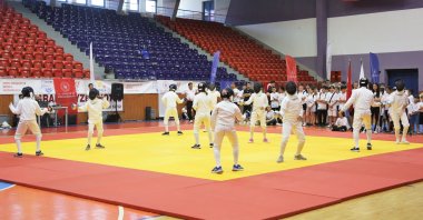 Turkish youths train during the opening ceremonies for the Youth and Sports Ministry (GSB) Sports Schools and GSB Barrier-Free Sports Schools, Ordu, Türkiye, July 4, 2023. (IHA Photo)
