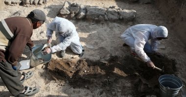 Researchers work on a site of excavation in Malazgirt district, in Muş, Türkiye, July 3, 2023. (AA Photo)