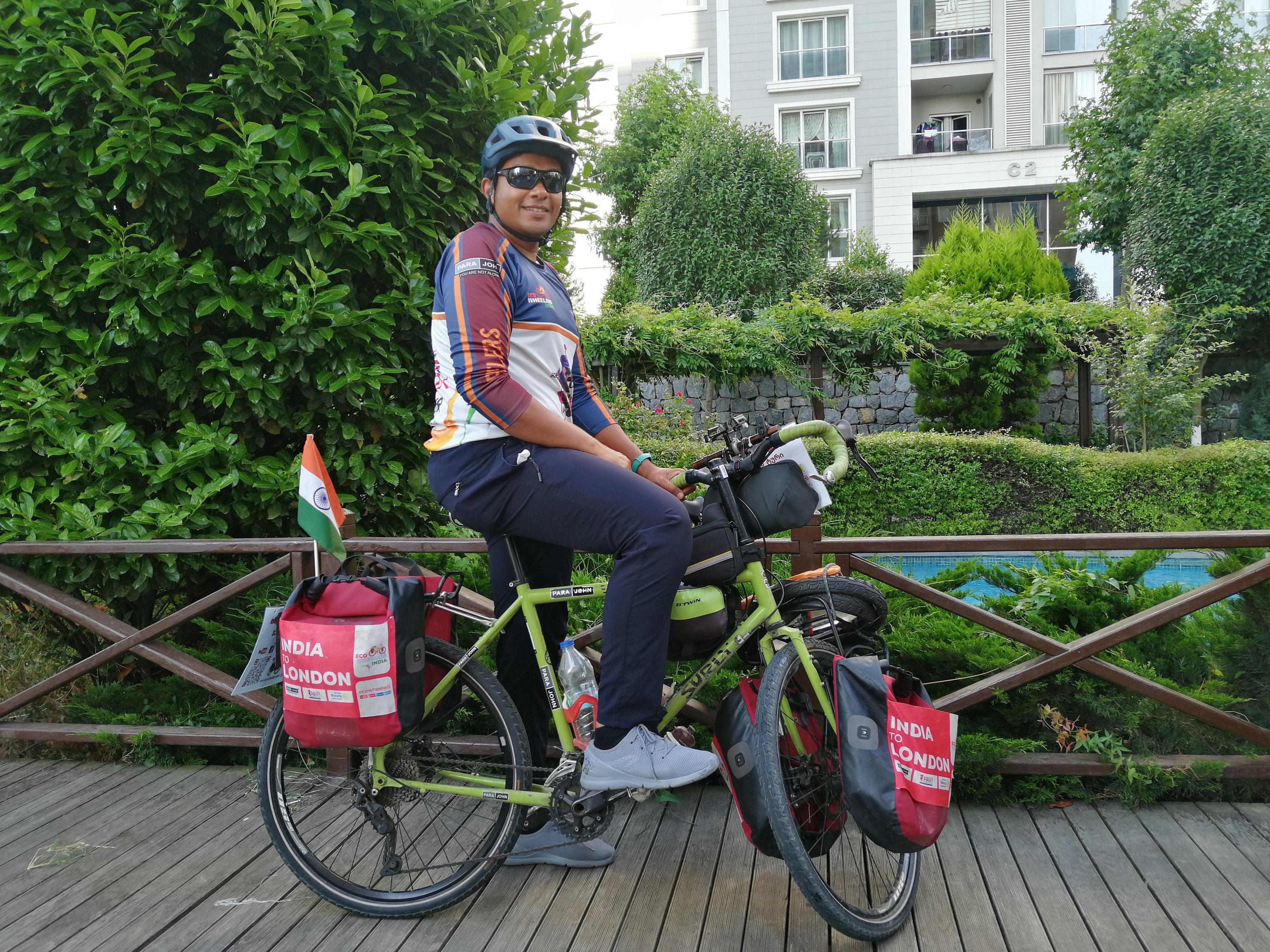Fayis Asraf Ali posing with his bicycle in Istanbul, Türkiye, July 05, 2023. (Photo by Sisa Sindh)