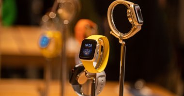 Apple smartwatches on display at an Apple store in New Delhi, India, April 20, 2023. (Reuters Photo)