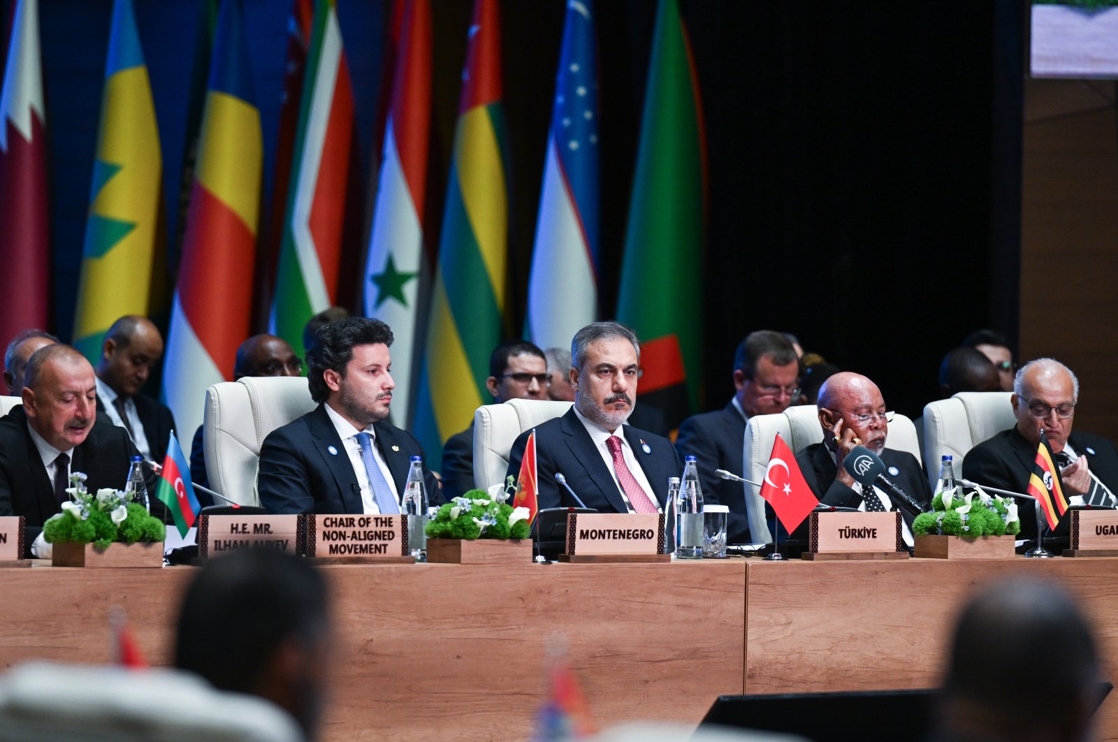 Foreign Minister Hakan Fidan is seen at the Ministerial Meeting of the Coordinating Bureau of the Non-Aligned Movement held in Azerbaijan’s capital Baku, July 5, 2023 (AA Photo)
