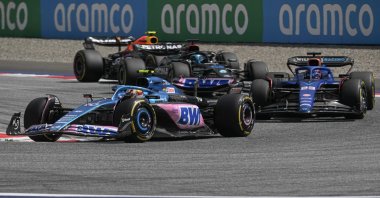 Alpine's French driver Pierre Gasly leads Williams' Thai driver Alexander Albon (R) during the Formula One Austrian Grand Prix at the Red Bull race track, Spielberg, Austria, July 2, 2023. (AFP Photo)