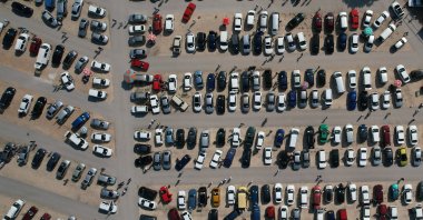 An aerial view of a car market in an undisclosed location in Türkiye, July 6, 2023. (IHA Photo)