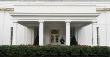 A U.S. Marine stands outside the West Wing of the White House, Washington, D.C., U.S., July 5, 2023. (EPA Photo)