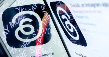 The logo for Threads, an Instagram app, is seen next to its page on the App Store, in Washington, D.C., U.S., July 6, 2023. (AFP Photo)