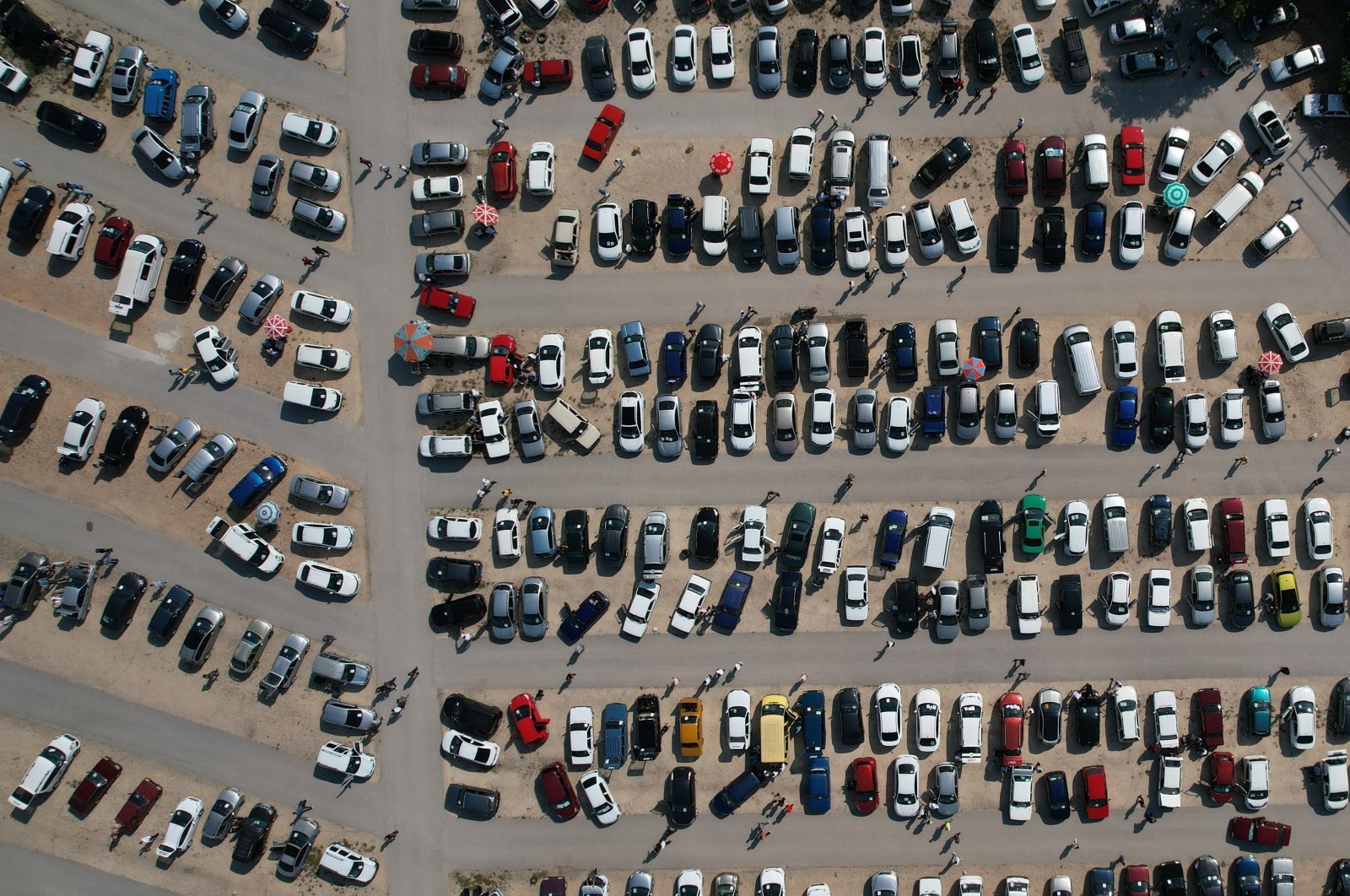 An aerial view of a car market in an undisclosed location in Türkiye, July 6, 2023. (IHA Photo)