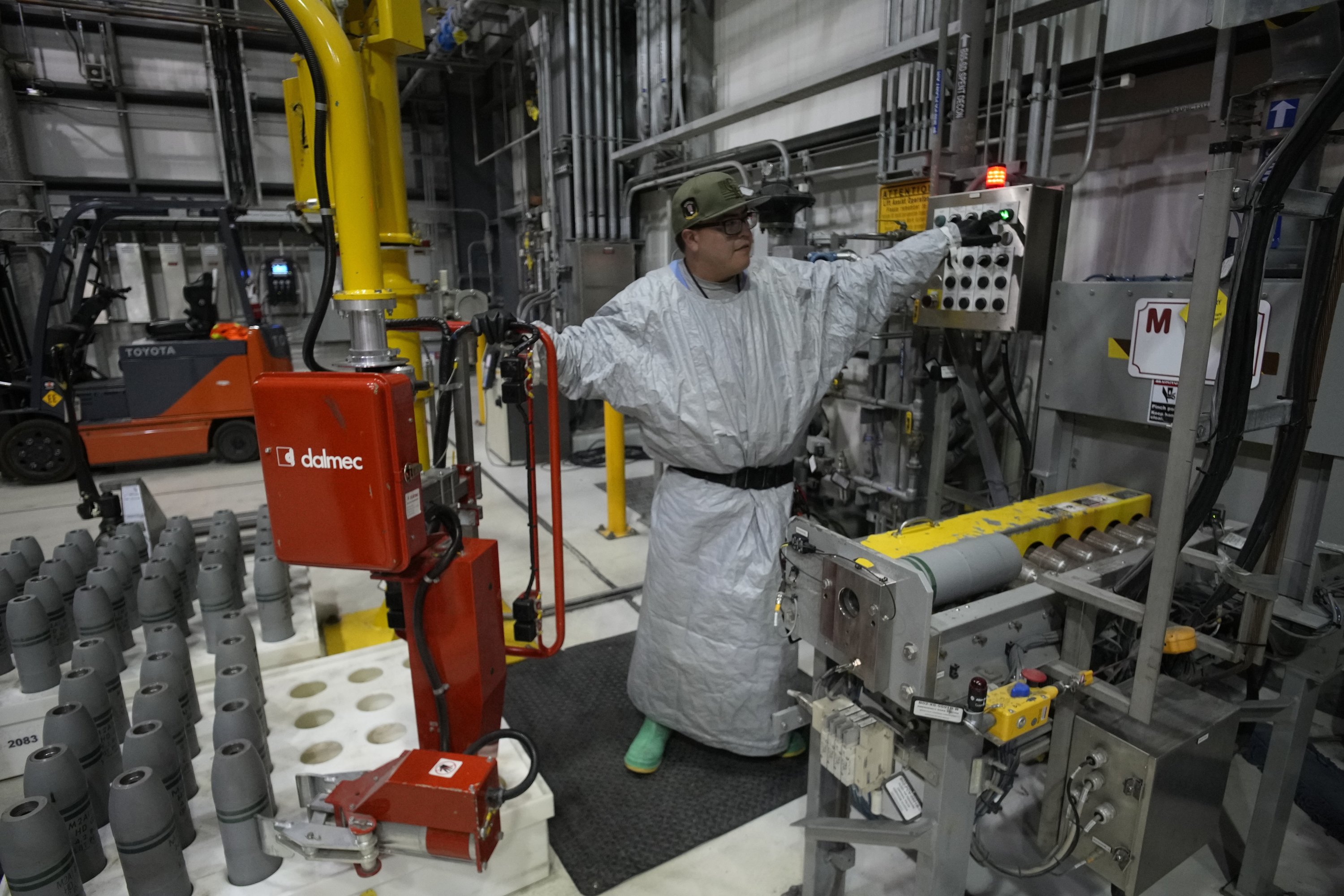 An employee works on destroying the United States' chemical weapons stockpile at the U.S. Army Pueblo Chemical Depot, Colorado, U.S., June 8, 2023. (AP Photo)
