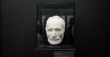 A mask made by artist Yusuf Toprak of Aşık Veysel&#039;s face after his death, Ankara, Türkiye, July 6, 2023. (AA Photo)