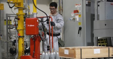 An employee works on destroying the United States' chemical weapons stockpile at the U.S. Army Pueblo Chemical Depot, Colorado, U.S., June 8, 2023. (AP Photo)