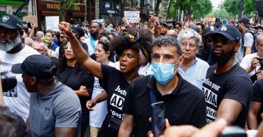 Assa Traore, sister of Adama Traore, a 24-year-old Black Frenchman who died in a 2016 police operation, attends a march in his memory, in a new context of mobilizations against police violence and inequality, Paris, France, July 8, 2023. (Reuters Photo)