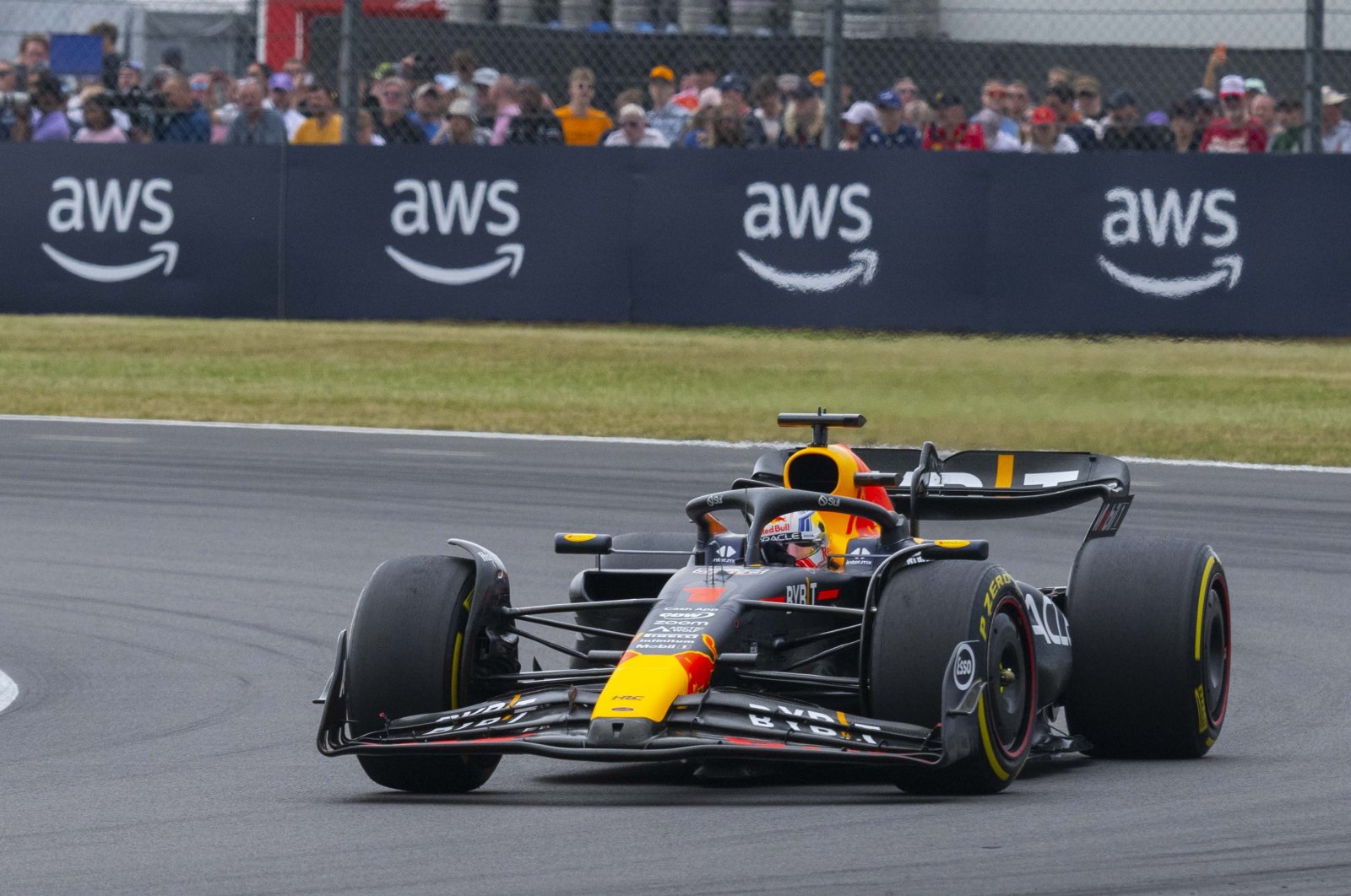 Red Bull&#039;s Max Verstappen drives during F1, British Grand Prix at the Silverstone Circuit, Silverstone, U.K., July 8, 202. (AA Photo) 