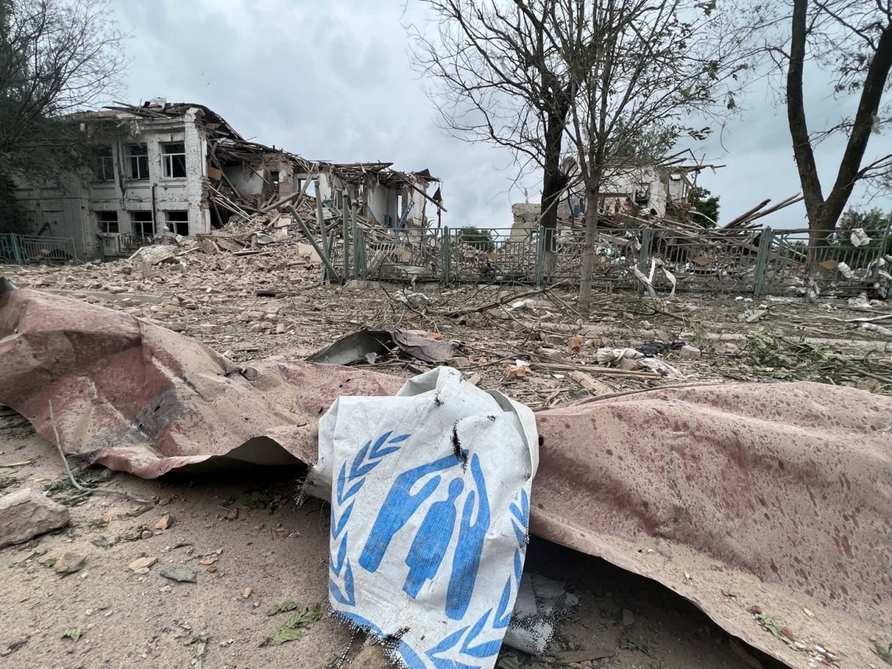 A view shows debris of buildings destroyed by a Russian airstrike, in Orikhiv, Zaporizhzhia region, Ukraine, July 10, 2023. (Reuters Photo)