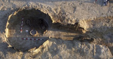 A tomb dated between 3,200 and 2,200 years ago, in Valencina, Spain, July 6, 2023. (AP Photo)