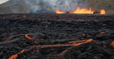 Iceland's Fagradalsfjall volcano sputters lava from the uninhabited Meradalir Valley on the Reykjanes peninsula, about 20 miles from Reykjavik, Iceland Aug. 5, 2022. (Reuters File Photo)