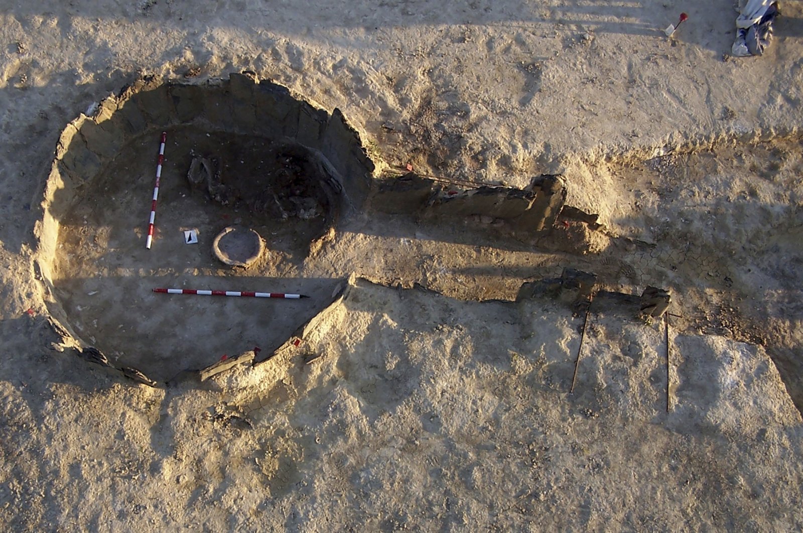 A tomb dated between 3,200 and 2,200 years ago, in Valencina, Spain, July 6, 2023. (AP Photo)