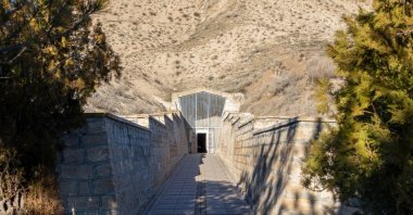 The Tumulus of Midas, king of Phrygia, near the ancient city of Gordion at Yassıhöyük village, Ankara, Türkiye. (Shutterstock Photo)