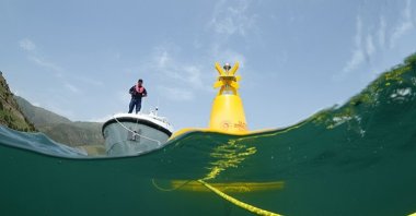 A general view of buoys placed in the waters of Lake Van, eastern Türkiye, July 10, 2023. (AA Photo)