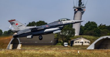 A Turkish Air Force F-16 takes off from the base of the 51 Tactical Air Wing Immelmann, during the NATO Air Defender 2023 exercise in Jagel, Germany, June 9, 2023. (EPA Photo)