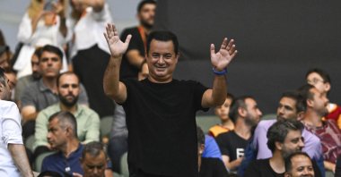 Hull City owner Acun Ilıcalı waves at fans during the match between Hull City and Galatasaray at the Kocaeli Stadium, Kocaeli, Türkiye, July 5, 2023. (AA Photo)