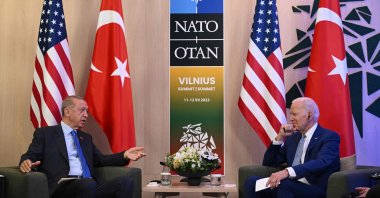  President Recep Tayyip Erdoğan and U.S. President Joe Biden hold bilateral talks at the NATO Summit in Vilnius on July 11, 2023. (AFP Photo)