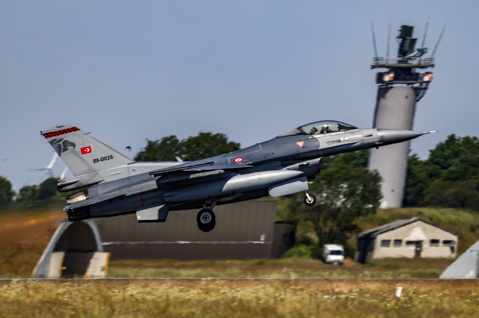 A Turkish Air Force F-16 takes off from the base of the 51 Tactical Air Wing Immelmann, during the NATO Air Defender 2023 exercise in Jagel, Germany, June 9, 2023. (EPA Photo)