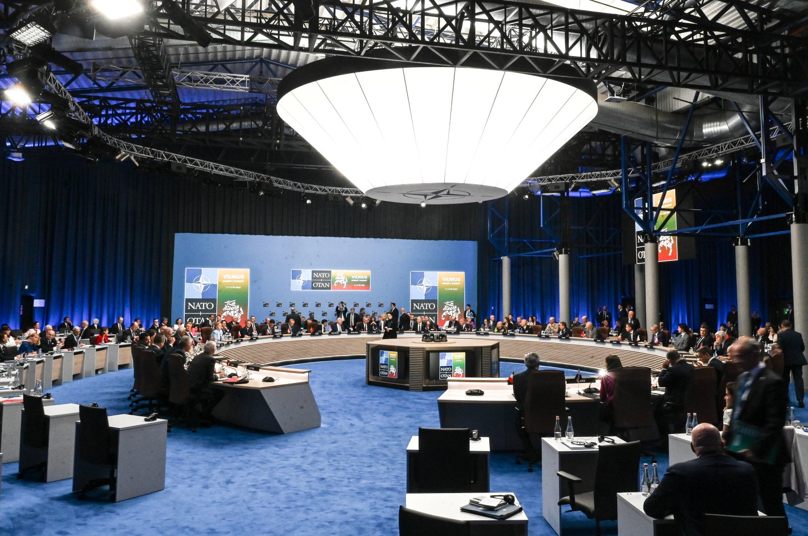 General view during the meeting of the North Atlantic Council with Sweden at the NATO summit in Vilnius, Lithuania, July 11, 2023. (EPA Photo)