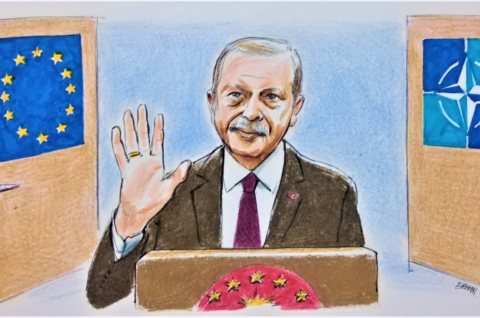 &quot;Reconsidering Türkiye’s role within the Western alliance on the basis of the spirit of alliance and geopolitical interests would generate strategic gains for the Turks as well as NATO and the EU.&quot; (Illustration by Erhan Yalvaç)