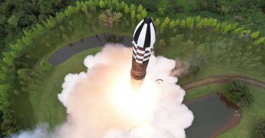 The test firing of a new intercontinental ballistic missile (ICBM) "Hwasong-18" at an undisclosed location in North Korea. North Korea, July 13, 2023. (AFP Photo)