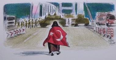 "We will carry the heroes of the 'Century of Türkiye,' the heroes of democracy and the heroes of national will in our hearts forever." (Illustration by Erhan Yalvaç)
