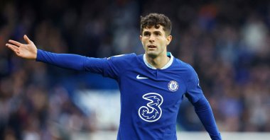 Former Chelsea&#039;s Christian Pulisic reacts during the Premier League match against Everton at Stamford Bridge, London, U.K., March 18, 2023. (Reuters Photo)