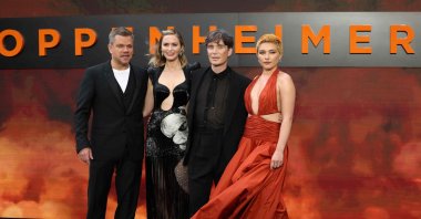 (L-R) US actor Matt Damon, British Actor Emily Blunt, Irish actor Cillian Murphy and British Actor Florence Pugh pose on the red carpet upon arrival for the U.K. premiere of &quot;Oppenheimer&quot; in central London, U.K., July 13, 2023. (AFP Photo)
