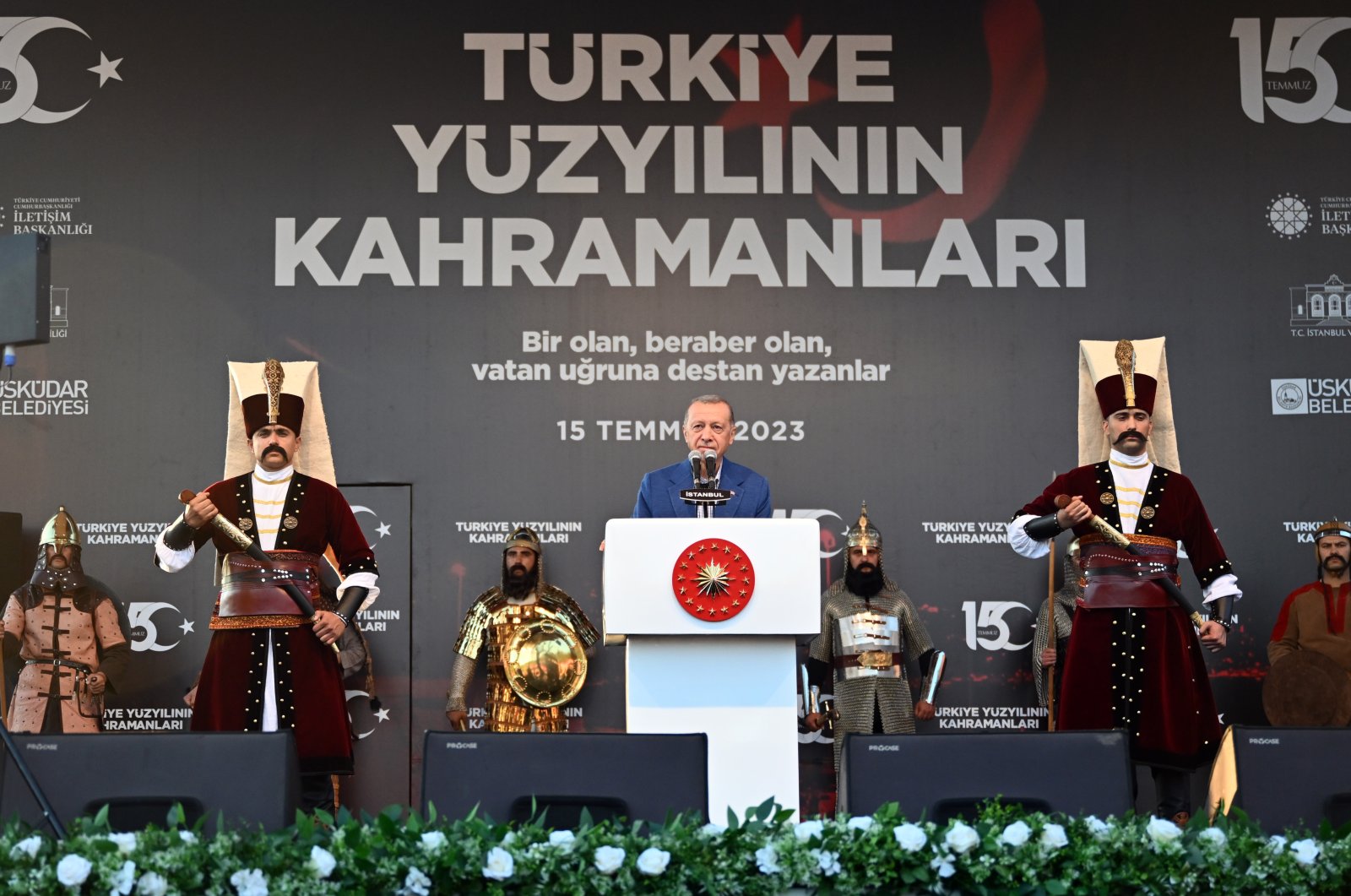 President Recep Tayyip Erdoğan speaks at the "Heroes of the Century of Türkiye" commemoration ceremony in Istanbul, Saturday, July 15, 2023. (AA Photo)