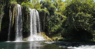 The decreased water of Düden Waterfalls, in Antalya, Türkiye, July 15, 2023. (DHA Photo)
