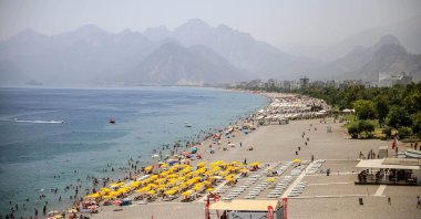 An aerial view of the famous Konyaaltı beach, Antalya, southern Türkiye, July 16, 2023. (DHA Photo)