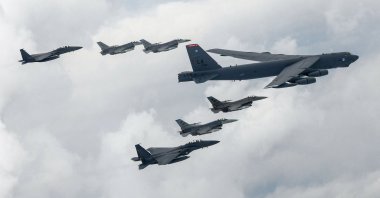 US and South Korean warplanes fly during a joint air drill in South Korea, July 13, 2023. (AFP Photo)