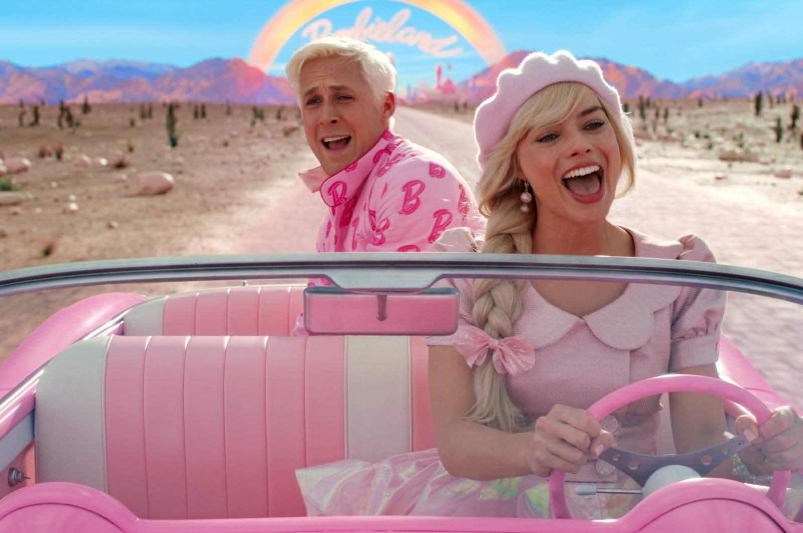 A still shot from the movie &quot;Barbie&quot; shows Margot Robbie and Ryan Gosling. (Photo courtesy of Warner Bros.)