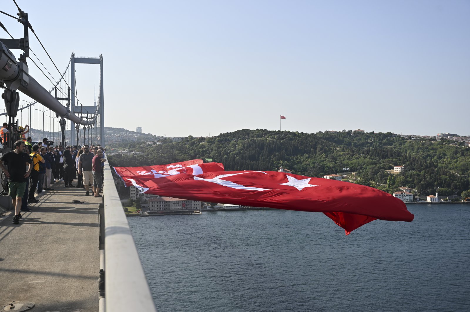 People flocked to Istanbul&#039;s iconic July 15 Martyrs&#039; Bridge to mark the anniversary of the defeated coup attempt, Türkiye, July 15, 2023 (AA Photo)