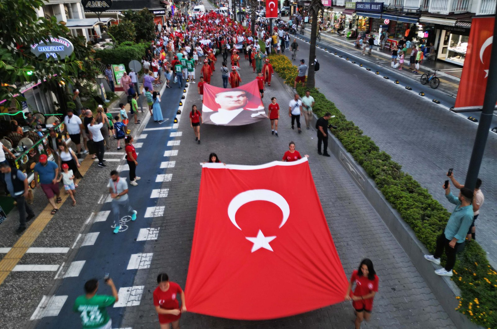As part of the activities of July 15 Democracy and National Unity Day, a march was organized in the Marmaris district of Muğla, where a coup attempt was made against President Recep Tayyip Erdoğan and Turkish democracy during the coup attempt by the FETÖ. (AA Photo)