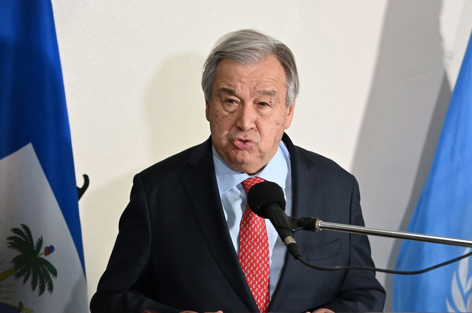 U.N. Secretary-General Antonio Guterres speaks during a news conference in Port-au-Prince on July 1, 2023. (AFP Photo)