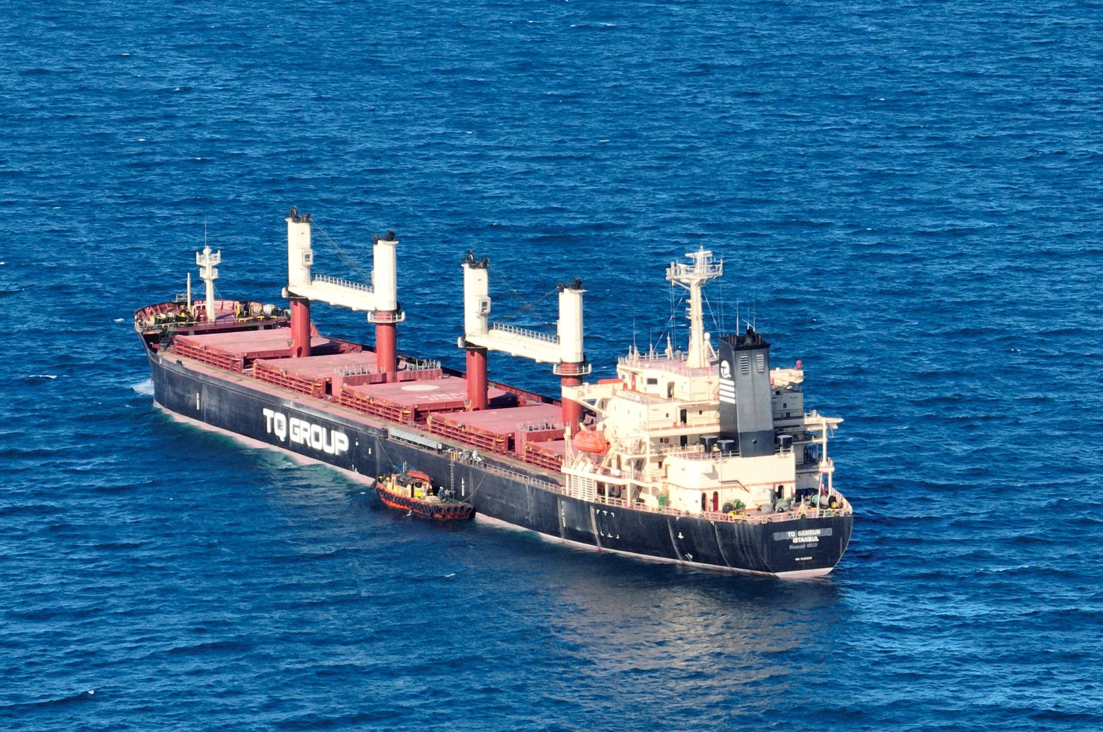 Turkish-flagged bulker TQ Samsun, carrying grain under U.N.&#039;s Black Sea Grain Initiative, is pictured in the Black Sea, north of Bosporus off Istanbul, Türkiye, July 17, 2023. (Reuters Photo)