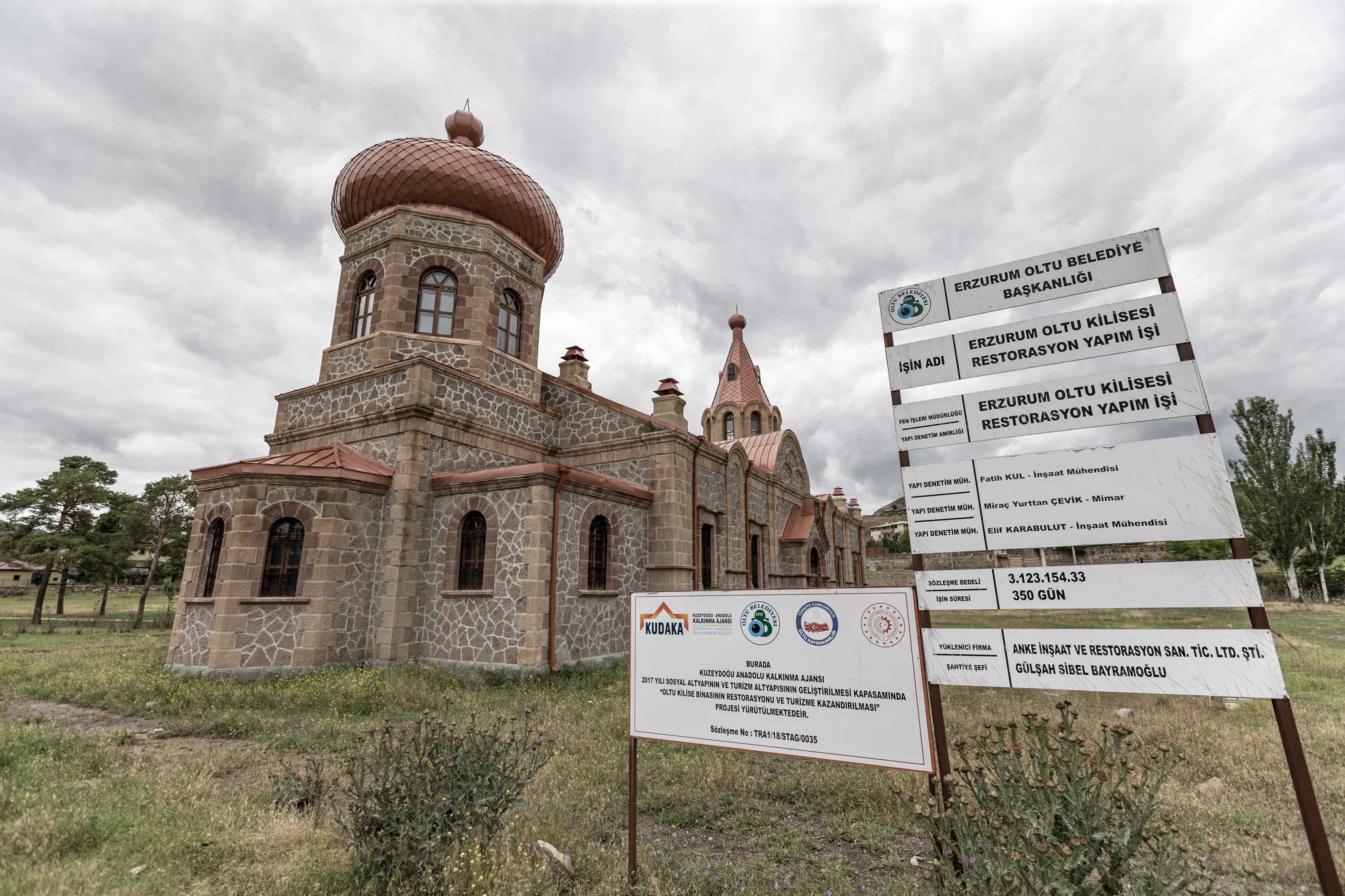Gereja bersejarah Rusia dipulihkan ke bentuk aslinya, Oltu, Erzurum, Türkiye, 18 Juli 2023. (Foto AA)