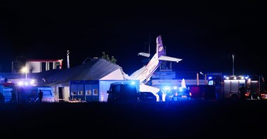 A view of the plane crash in Chrcynno north of Warsaw, Poland, July 17, 2023. (EPA Photo)