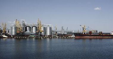 A general view of the grain storage terminal at the Odesa Sea Port, Odesa, Ukraine, Aug. 19, 2022. (AP Photo)