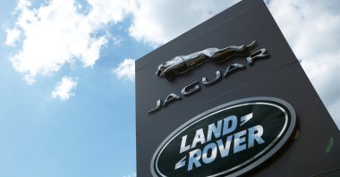 The Jaguar Land Rover logo is seen at a dealership in Milton Keynes, Britain, June 1, 2020. (Reuters Photo)